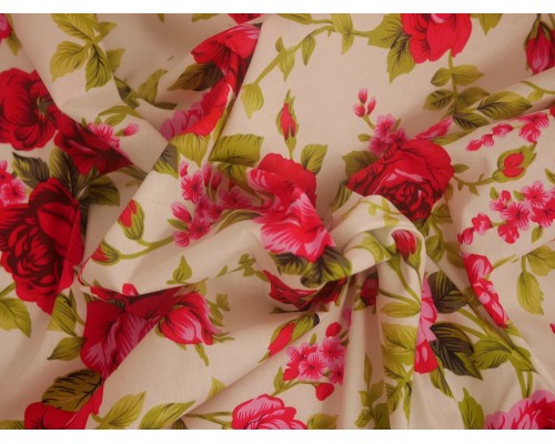 Printed Cotton Poplin Fabric - Sweet Rose